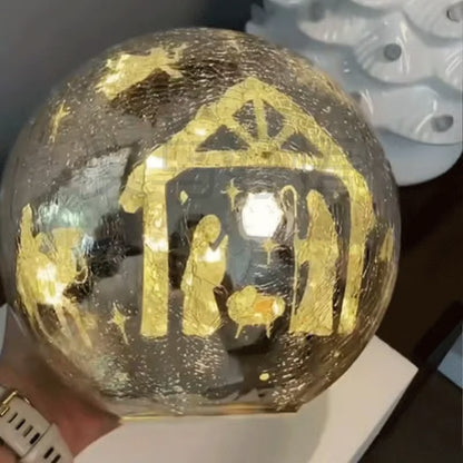 🎁🎉Only $35.99 This Week🎉✝️Light-up cracked glass ball with Jesus and reindeer design🫎