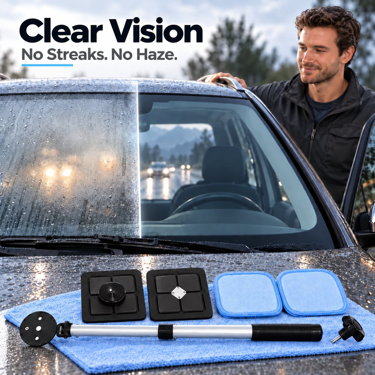 Dual Magnetic Car Windshield Cleaner | Streak-Free Auto Glass Cleaning Kit