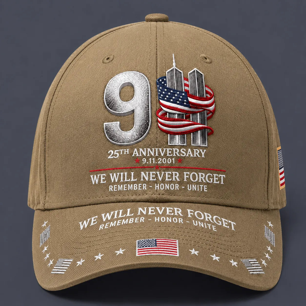 ⚡️9/11 25th Anniversary We Will Never Forget Embroidered Memorial Baseball Cap – Unisex Patriotic Memorial Hat🧢 100% Cotton