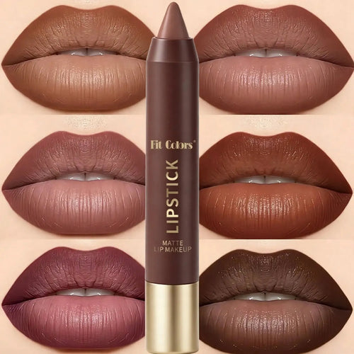 💄 6-Piece Matte Brown Lipstick Set – Long-Lasting Color 🤎