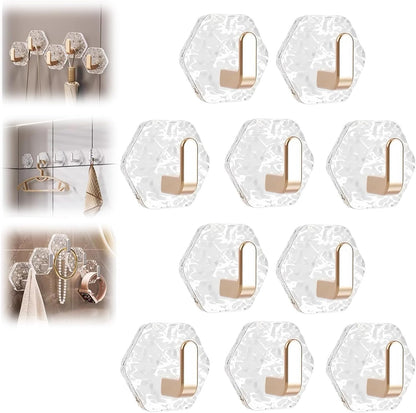 🛠️10 Pack Hexagonal Ripple Heavy Duty Hooks for Bathroom, Kitchen & Household Organization