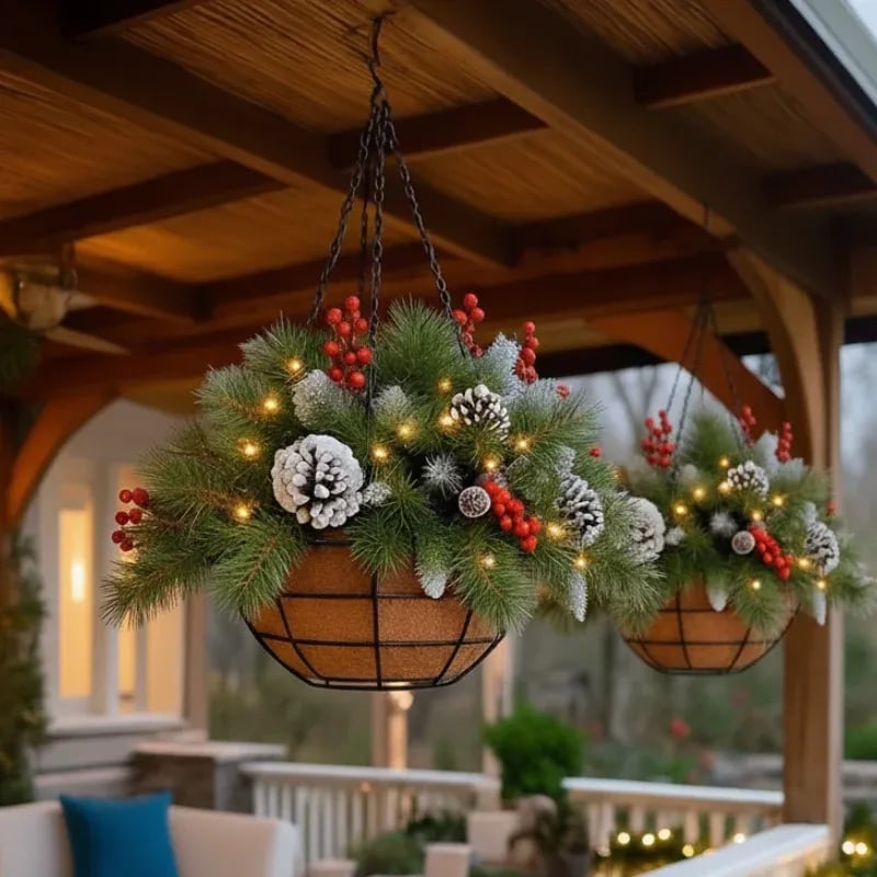 🔥😍🔥60% OFF 🎄Christmas Hot Sale🏆Pre-Lit Artificial Christmas Hanging Basket