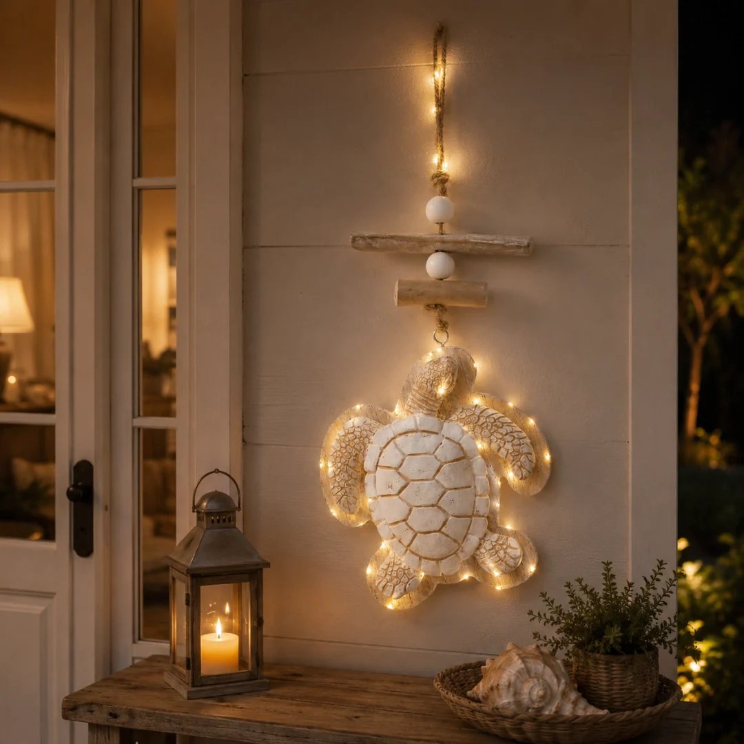Lighted Coastal Sea Turtle Hanging Wall Decor with Remote