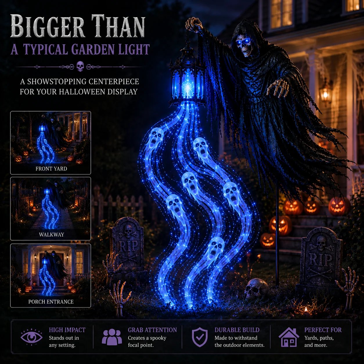 🔥 Today Only: 51% OFF 🎁Animated Halloween Headless Horseman Garden Light 💀
