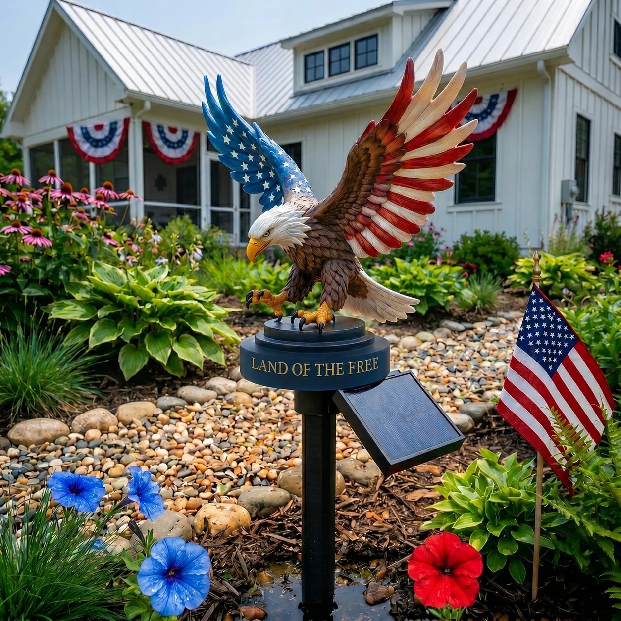 🦅Solar Eagle Garden Light 🎁– A Glowing Tribute to American Freedom✨