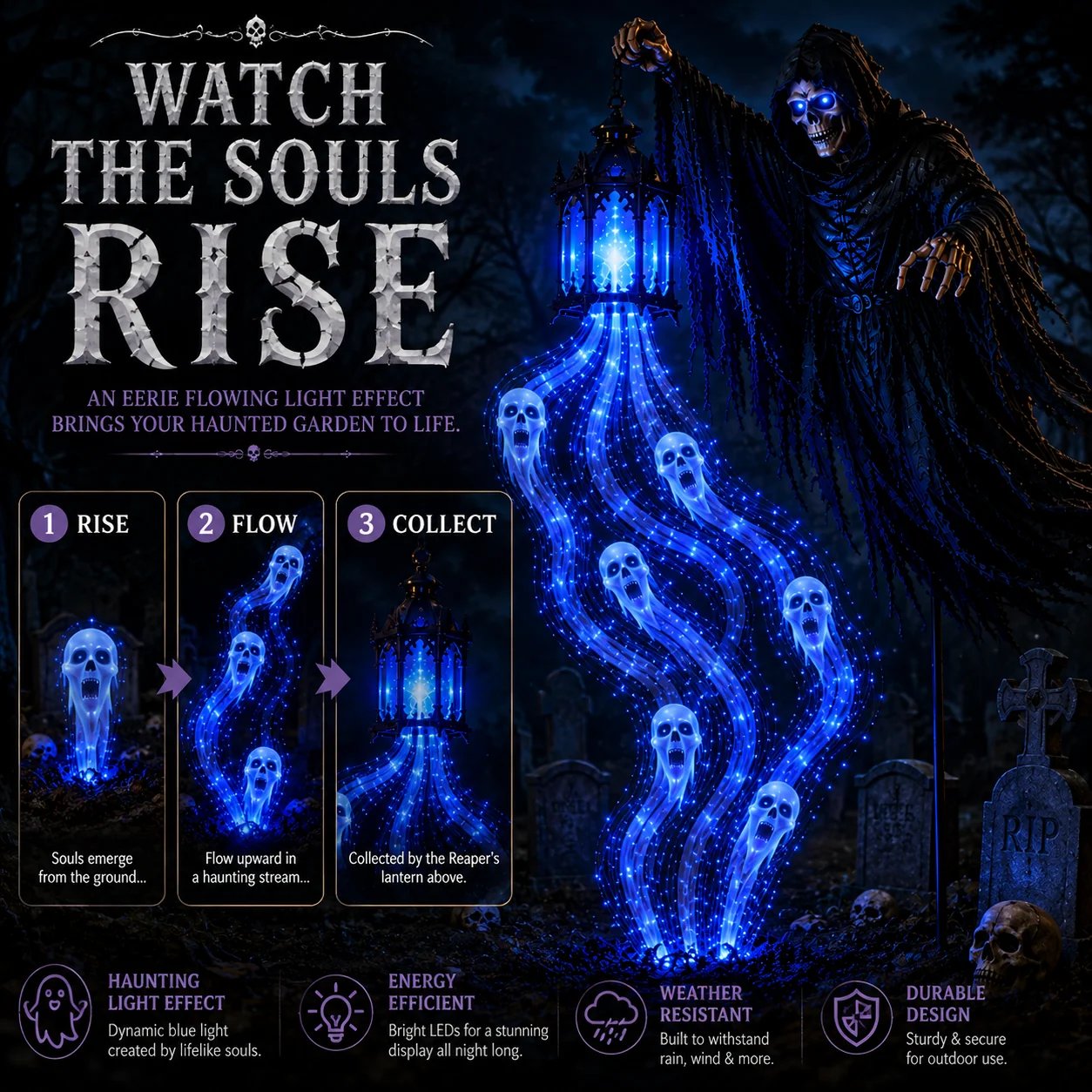 🔥 Today Only: 51% OFF 🎁Animated Halloween Headless Horseman Garden Light 💀