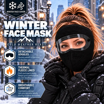 Winter Face Mask with Detachable Goggles, Windproof Thermal Fleece Lined Full Face Cover ❄️