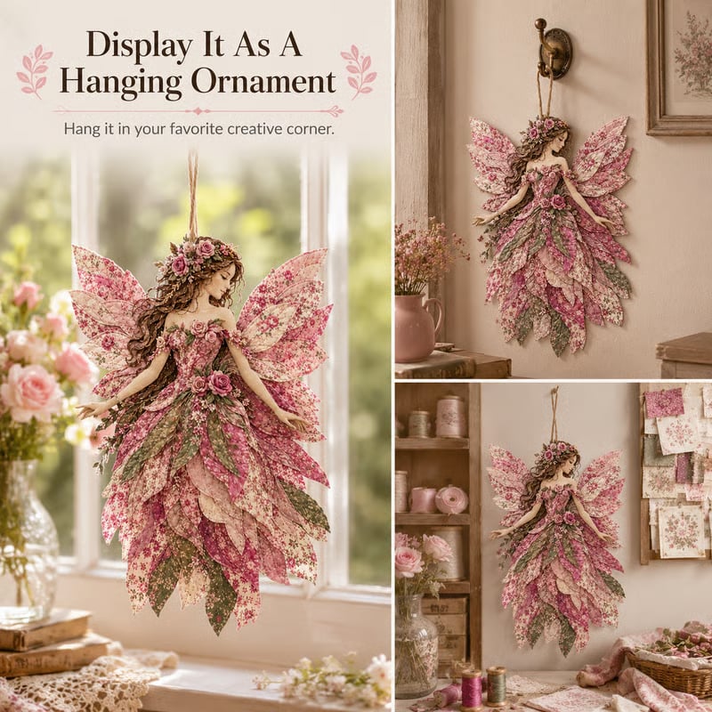 🧚‍♀️🌸 Premium Fairy Patchwork DIY Kit | High-Quality Layered Fabric with Floral Wings DIY Handmade Fantasy Wall Decor ✨