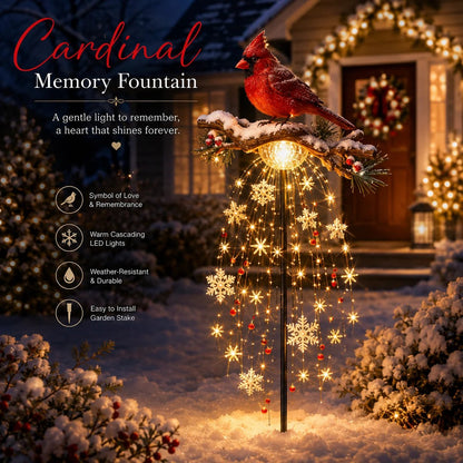 ❤️ Cardinal Memory Fountain ❤️– Lighted Christmas Remembrance Garden Decor