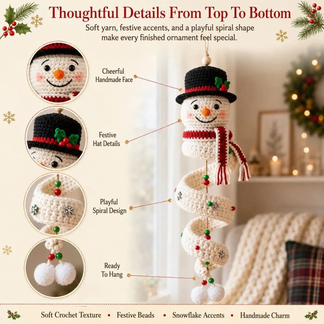 ☃️ DIY Spiral Crochet Snowman Kit