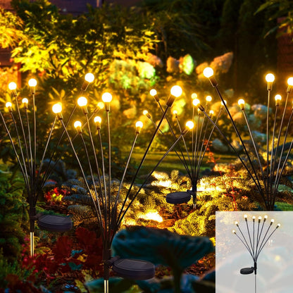 💡Solar Firefly Garden Lights 4/8 Pack – Waterproof Outdoor Stake Lights, 32/64 LED Flickering Firefly Glow Solar Pathway Lights for Yard, Patio & Landscape Decor