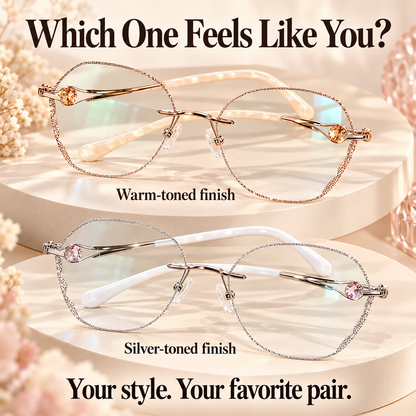 👓✨ Women’s Sparkling Rimless Blue Light Reading Glasses