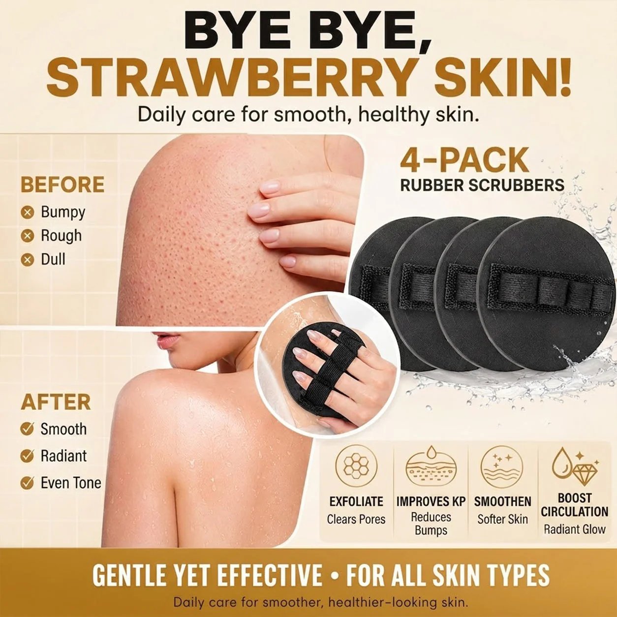 🛀Soft Rubber Shower Scrubber for Gentle Exfoliation & Deep Cleansing