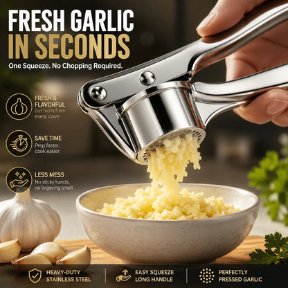 🔥😍 Heavy-Duty Stainless Steel Garlic Press – Fresh Minced Garlic in Seconds