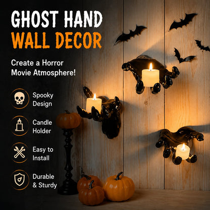 💖 Hot Sale 49%OFF👻Wall-Mounted Terrifying Severed Hand Ornament Set (3 Pcs) -🕯️Includes lit Candle