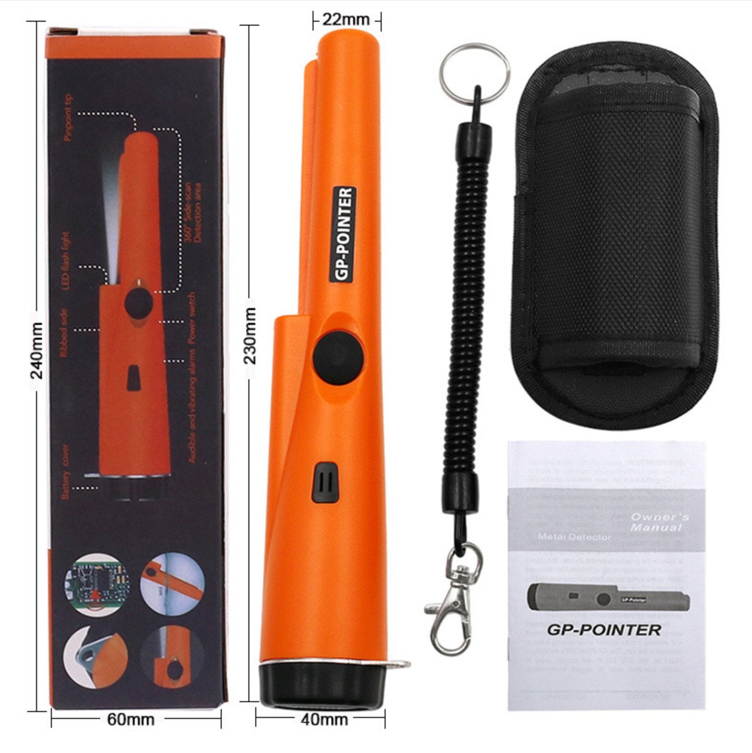 🎯 Handheld Metal Detector Pinpointer, 360° High Sensitivity Treasure Finder with Vibration & Buzzer Alarm