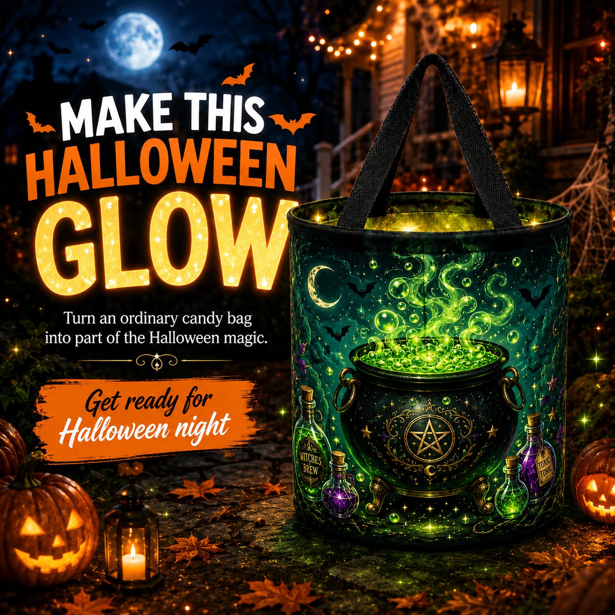 🎃Glow & Go™ LED Halloween Trick-or-Treat Candy Bag🍬