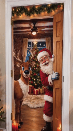 🌟Last day 50% OFF🎄Santa Christmas Door Cover with Elastic Edges | Reusable Holiday Decor🎅