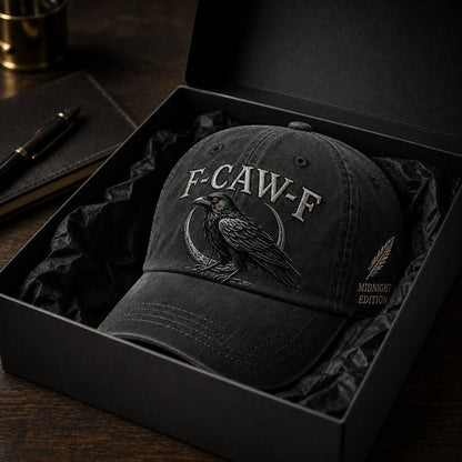 F-CAW-F Midnight Edition Raven Cap – Vintage Washed Embroidered Crow Hat