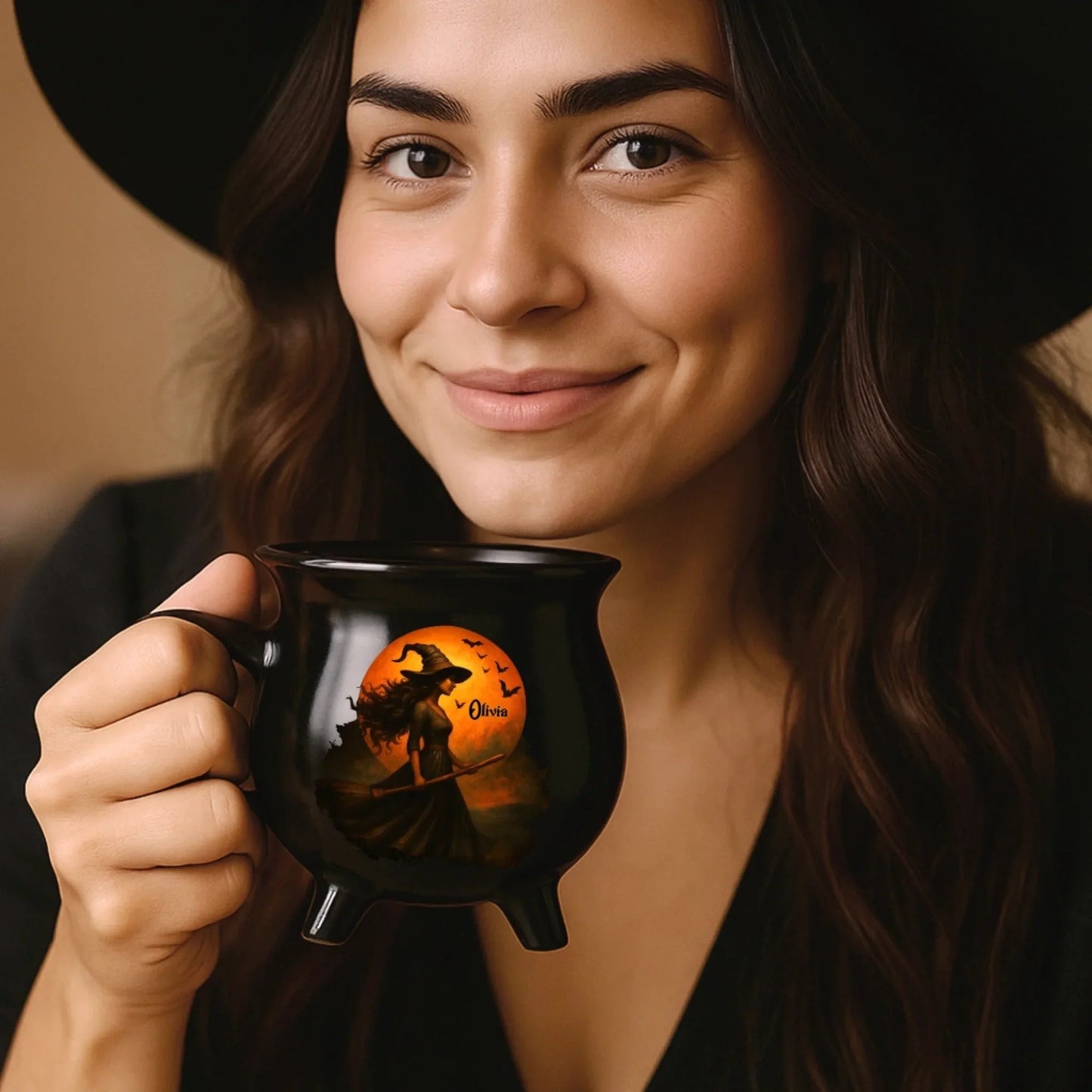 🔥HOT SALE🔥Custom Witch Cauldron Coffee Mug - Personalized Halloween Witchy Gifts For Besties, Sisters, BFF, Family, Yourself - Witching You A Wicked Brew