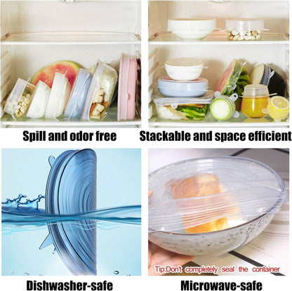 Silicone Stretch Lids, Reusable Airtight Food Covers for Food Storage
