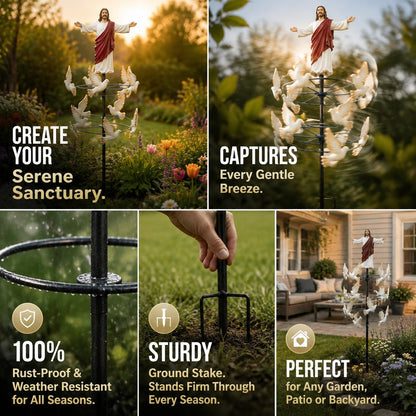 🔥HOT SALE 49% OFF✝️🙏🕊️The Divine Jesus & Holy Dove Garden Wind Spinner⛪🛐