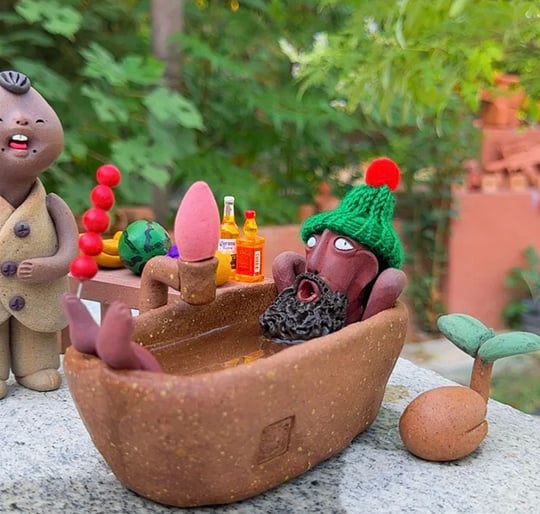 Handmade Bathing Man Incense Burner