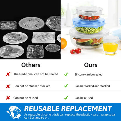 Silicone Stretch Lids, Reusable Airtight Food Covers for Food Storage