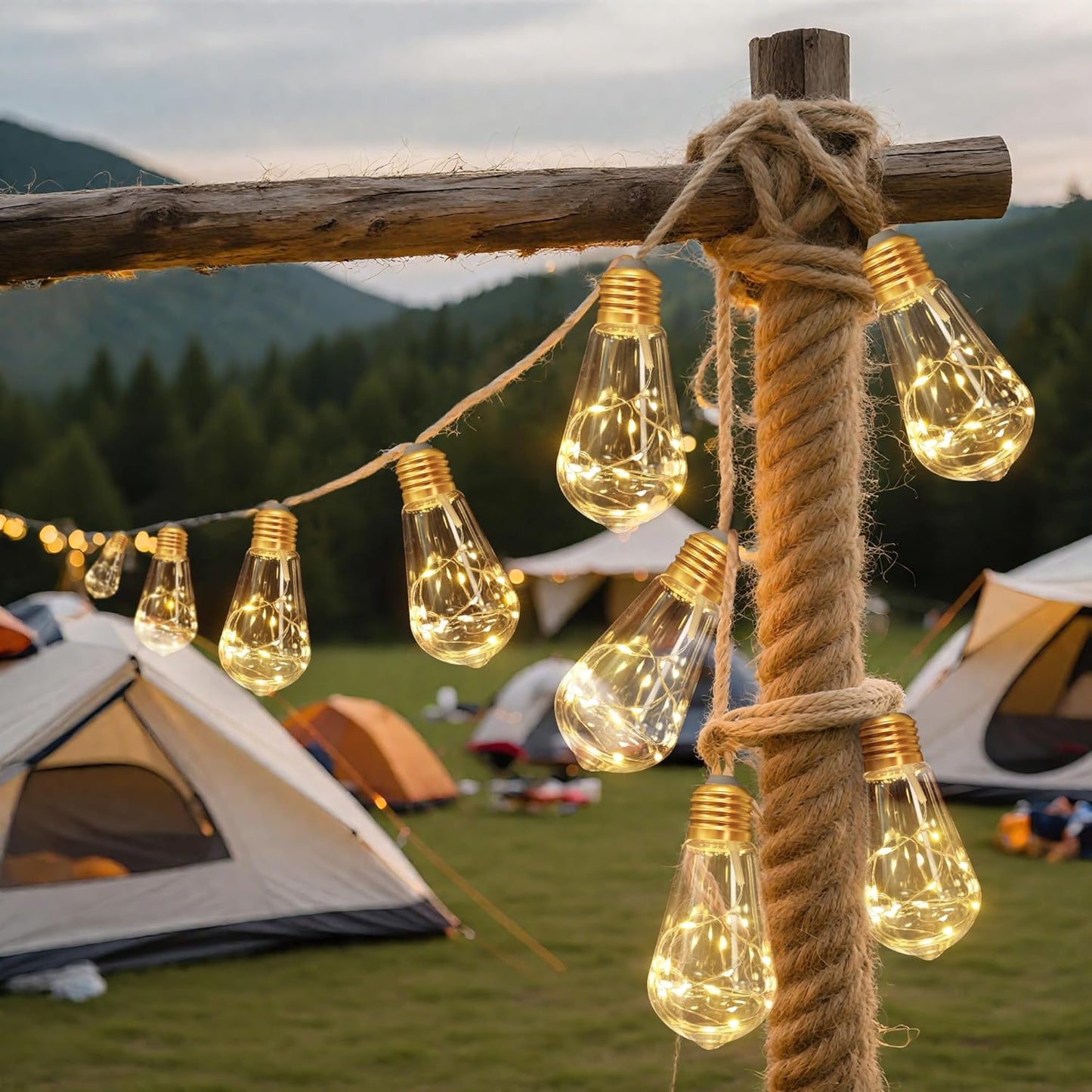 ✨ Jute Rope Bulb String Lights