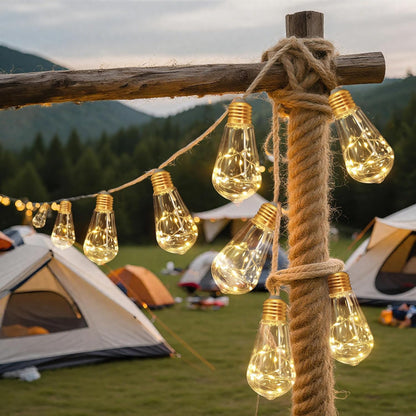 ✨ Jute Rope Bulb String Lights