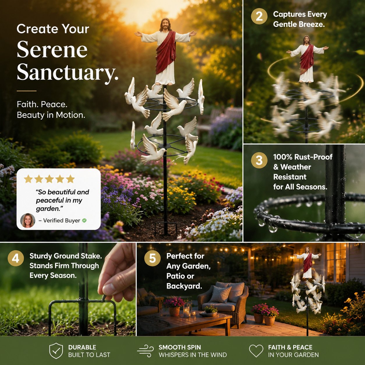 🔥HOT SALE 49% OFF✝️🙏🕊️The Divine Jesus & Holy Dove Garden Wind Spinner⛪🛐