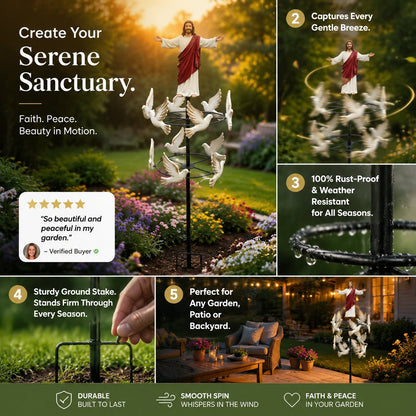 🔥HOT SALE 49% OFF✝️🙏🕊️The Divine Jesus & Holy Dove Garden Wind Spinner⛪🛐
