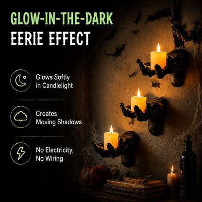 💖 Hot Sale 49%OFF👻Wall-Mounted Terrifying Severed Hand Ornament Set (3 Pcs) -🕯️Includes lit Candle