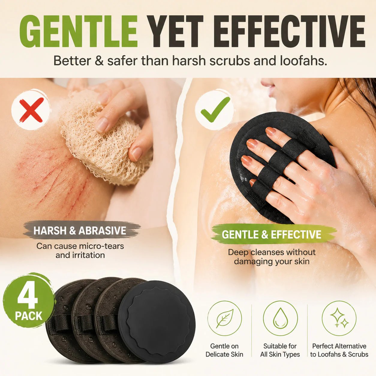 🛀Soft Rubber Shower Scrubber for Gentle Exfoliation & Deep Cleansing