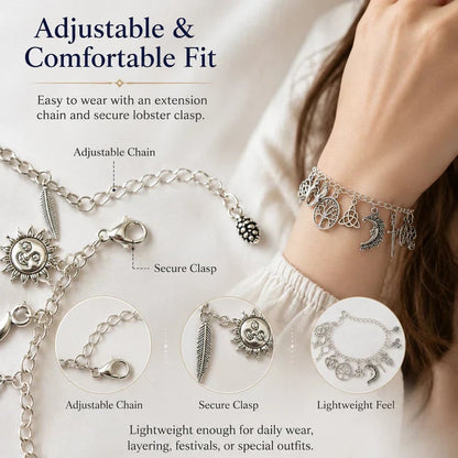 ⚡️Vintage Witchy Charm Bracelet for Women – Celestial Gothic Boho Jewelry