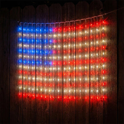 ✨Patriotic Flag Net Lights – USB, Waterproof, 50,000-Hour✨