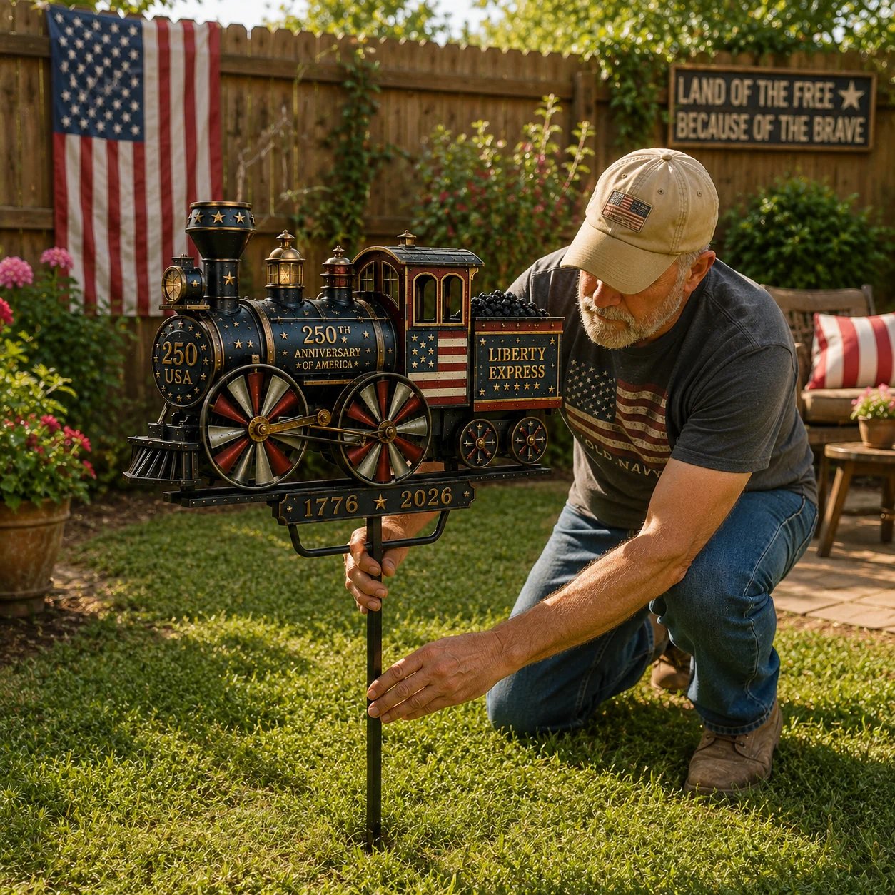 🔥Limited time 55% OFF🔥🚂USA 250 “Liberty Express” Train Garden Wind Spinner -✈️