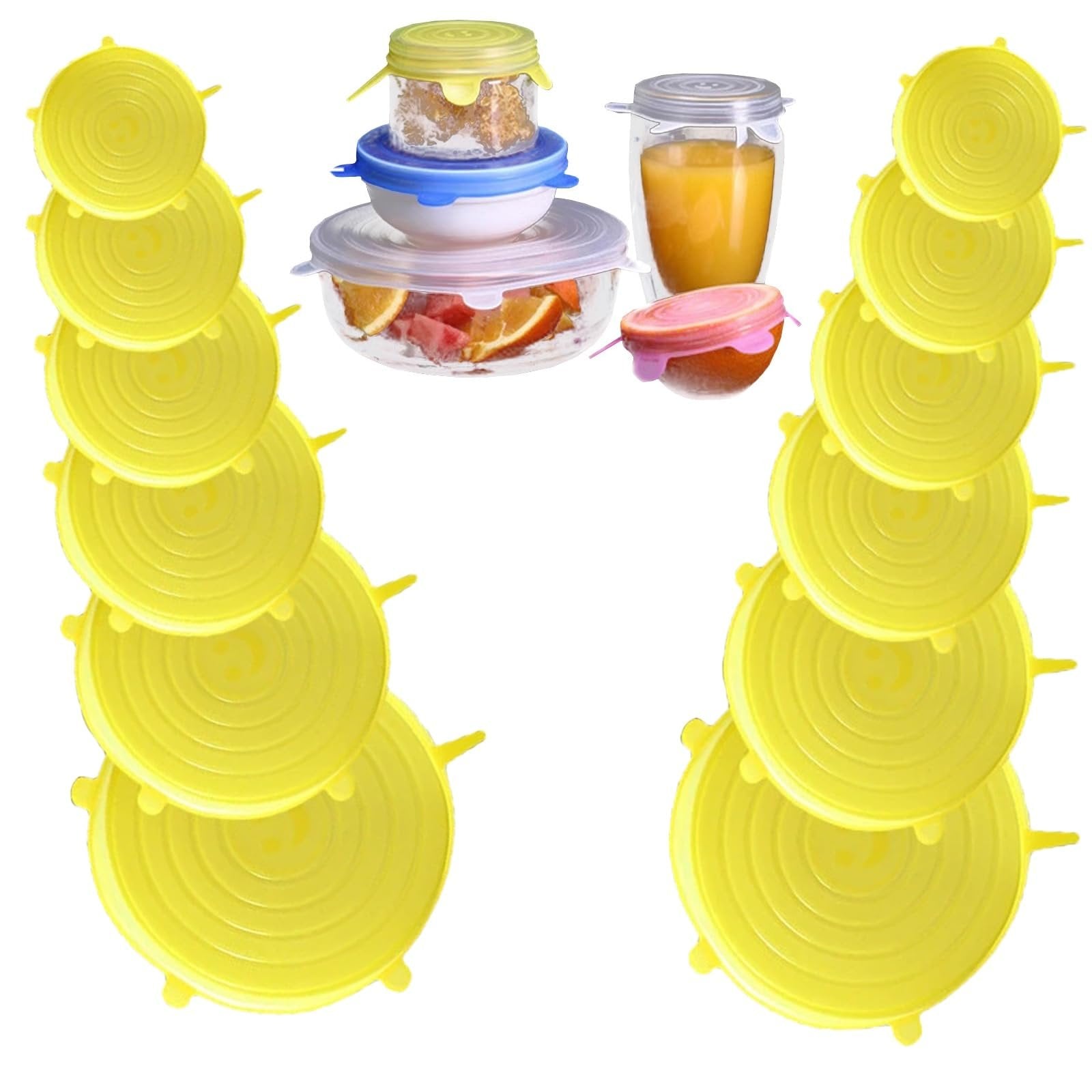 Silicone Stretch Lids, Reusable Airtight Food Covers for Food Storage