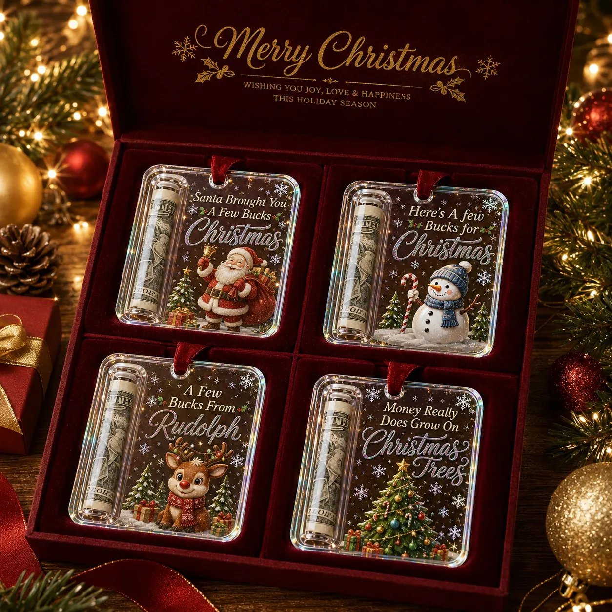 Christmas Cash Gift Ornament — Crystal Money Holder