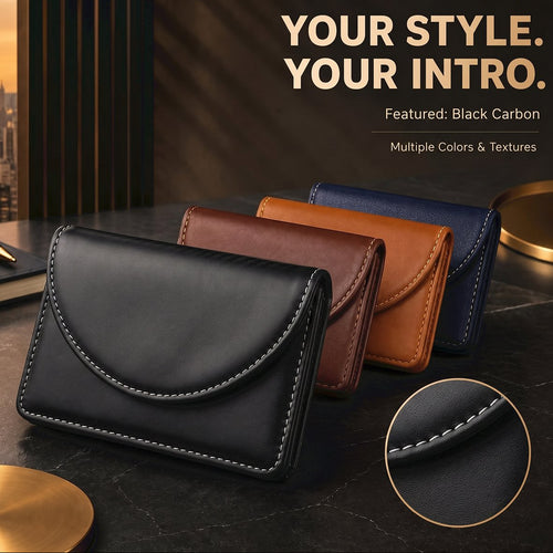 💖Hot Sale 49% OFF💼 PU Leather Business Card Holder – Slim Magnetic Name Card Case