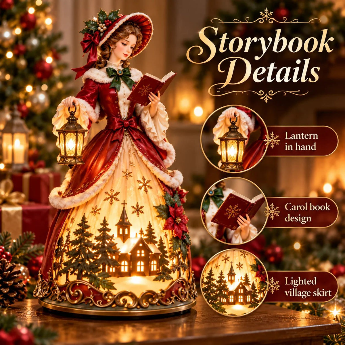 🎄 Victorian Christmas Caroler Lady Lamp – Lighted Holiday Tabletop Decor