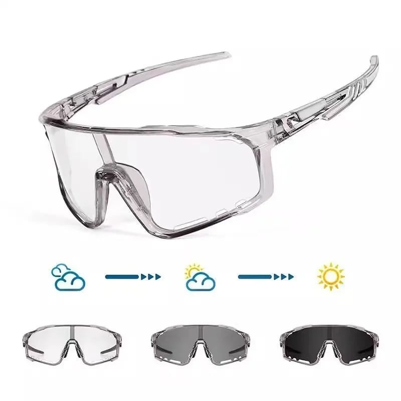 💯Unisex Photochromic Cycling Sunglasses - Windproof for Road Bike, Day and Night Outdoor Sports Use