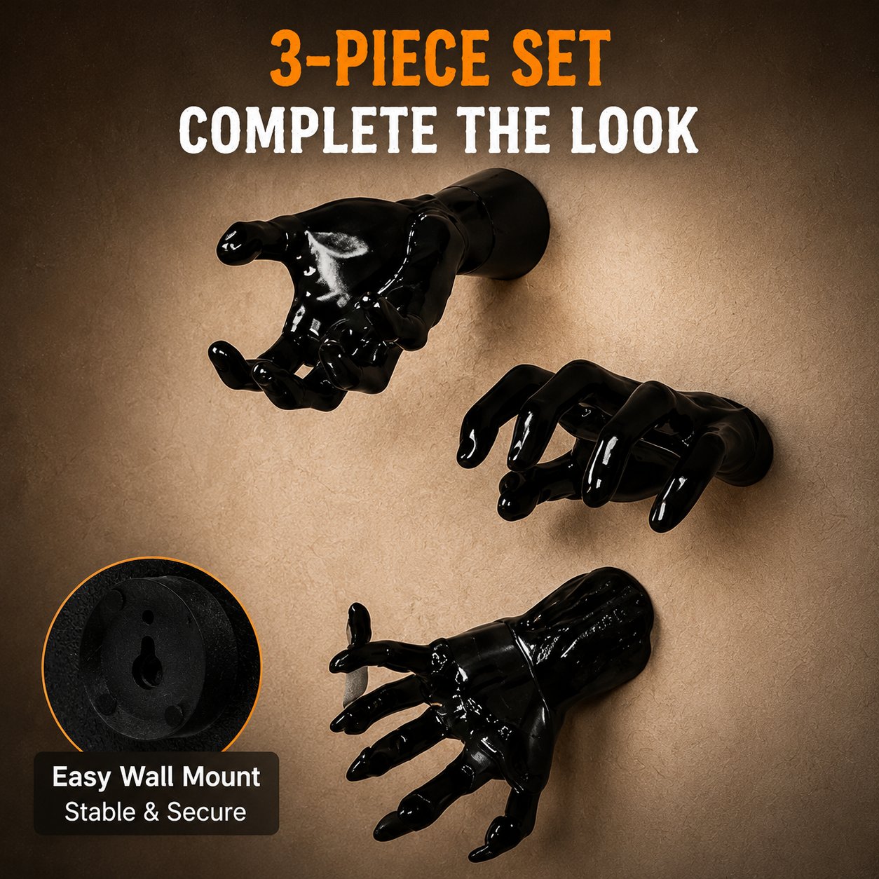 💖 Hot Sale 49%OFF👻Wall-Mounted Terrifying Severed Hand Ornament Set (3 Pcs) -🕯️Includes lit Candle