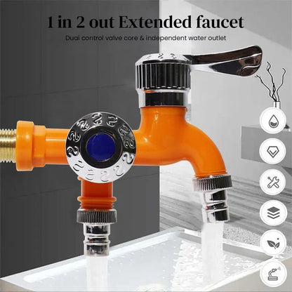 🔥😍✨Buy 1 Get 1 Free✨ - 🚰Dual Outlet Washing Machine Plastic Faucet, 1 In 2 Out Water Plastic Tap