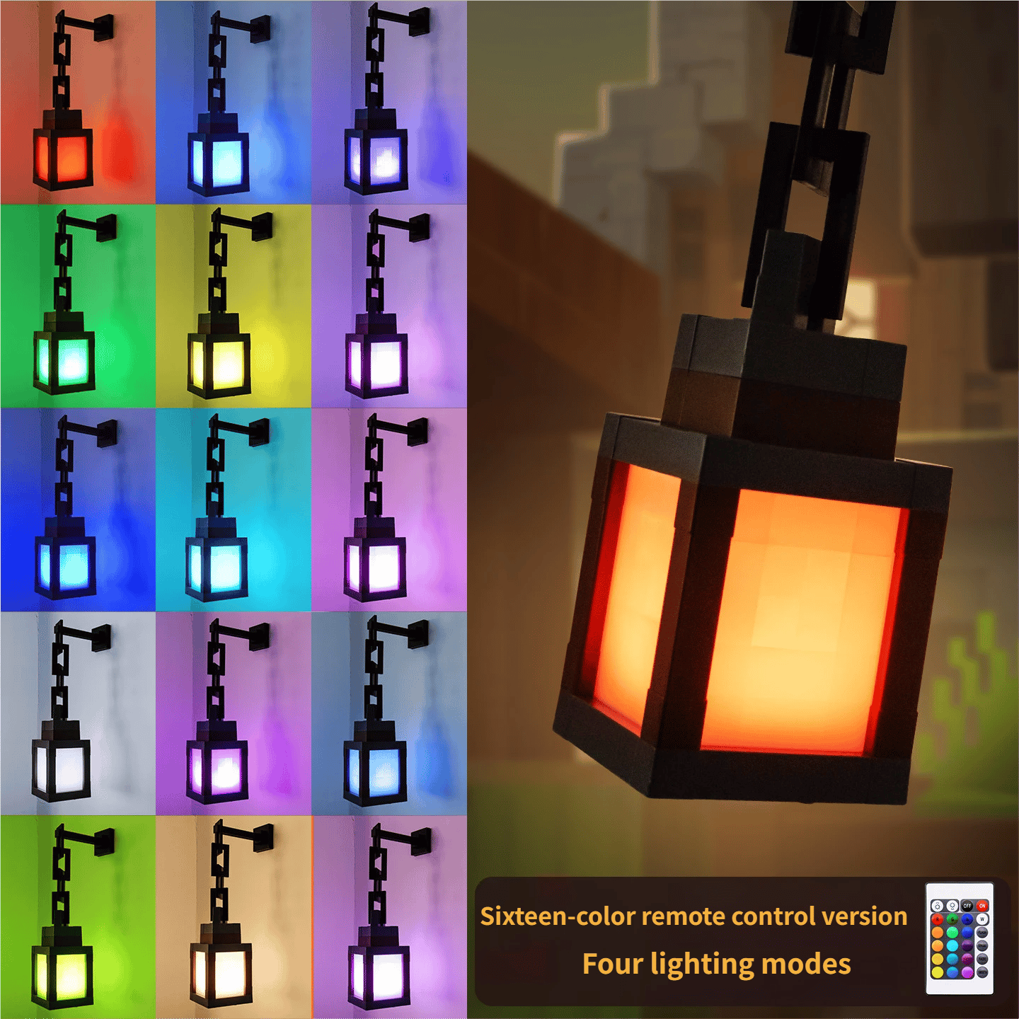 🎉☀️🏮Pixel-style gaming wall lamp with remote-controlled color-changing LED🎮