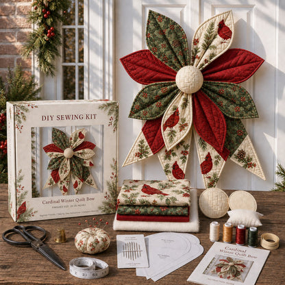 🎀 DIY Oversized Quilted Bow Sewing Kit – 23–25 in Seasonal Door Décor