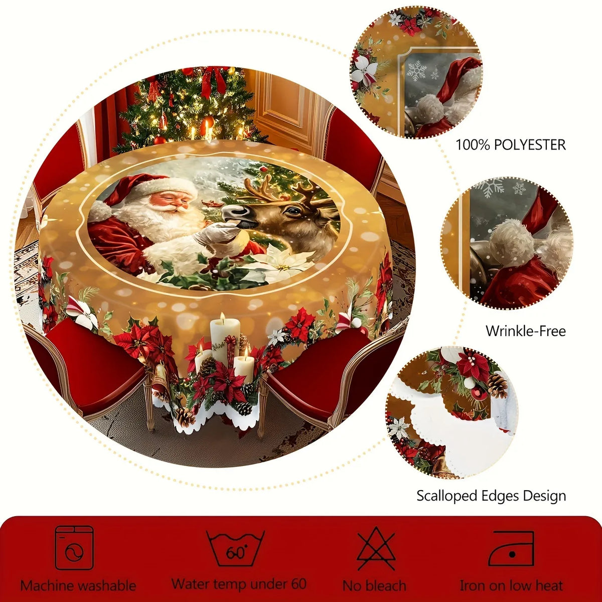 🎄 Christmas Tablecloth – Festive Santa Prints for a Warm & Welcoming Holiday Table