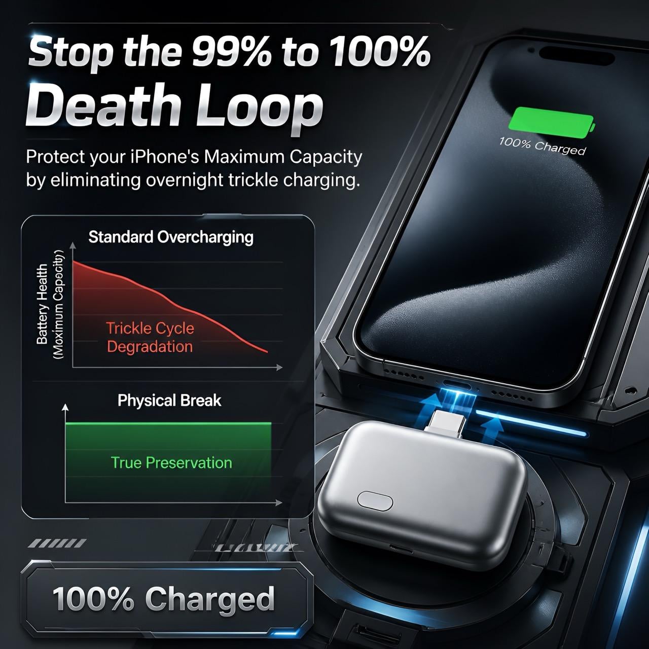 🔥Last Day 55% OFF ✨140W Type-C Physical-Disconnect Battery Guard - Auto & Self-Eject Charger