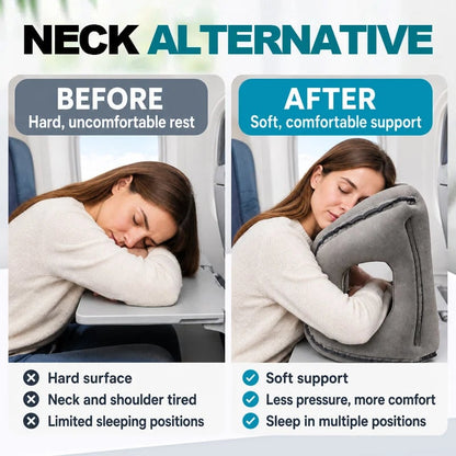 ✈️💤 Portable Inflatable Airplane Sleep Pillow — Forward & Side Rest Support