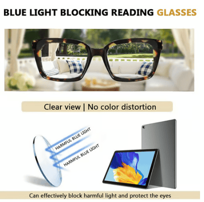 Buy 1 get 3 packs👓Tortoiseshell Reading Glasses – Blue Light Blocking Oversized Square Readers